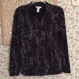 EUC Black & gray studded zip cardigan, size M